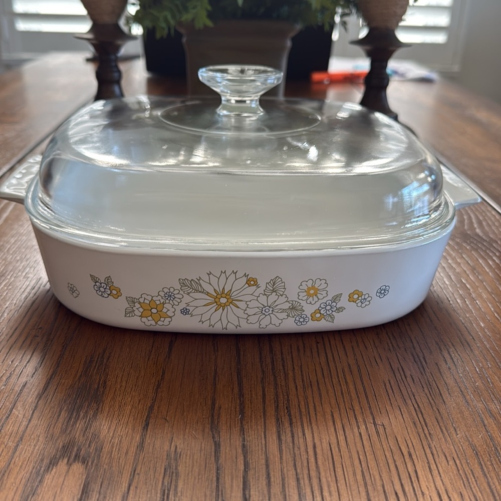 Corning Ware Floral Bouquet Vintage Deep Square Casserole Dish W/ Lid